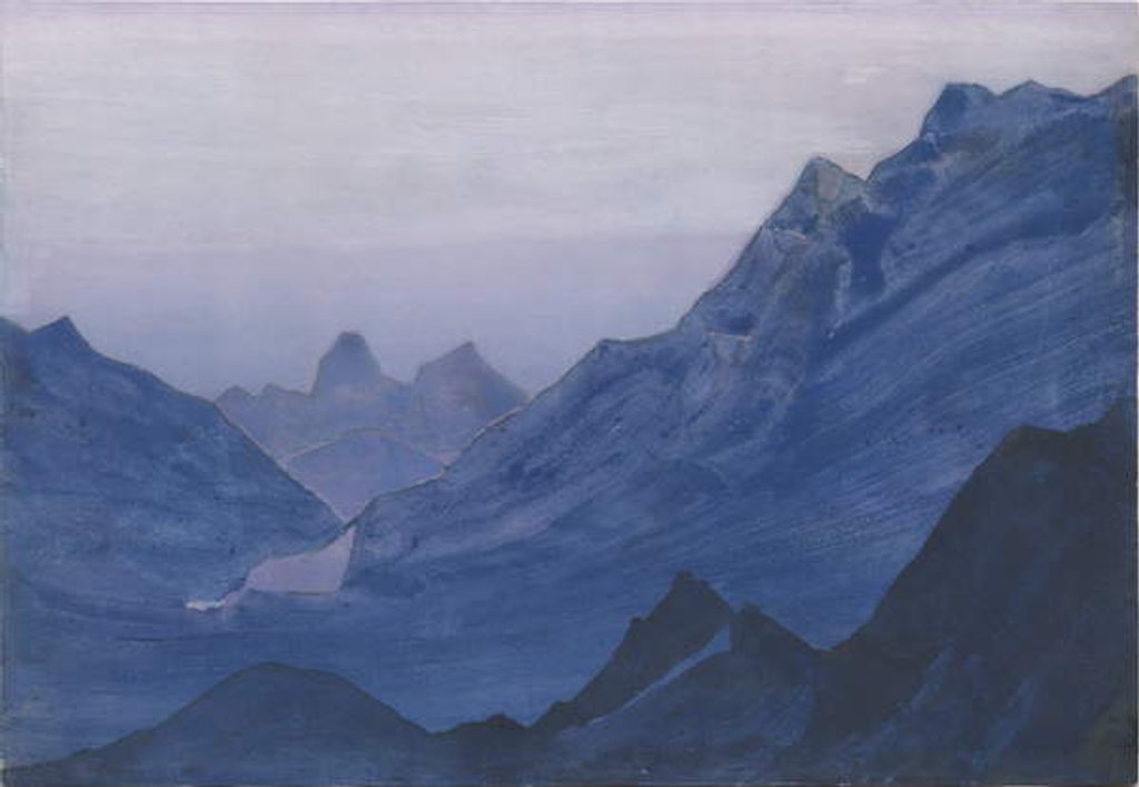 Detail of Himalayas, album leaf, 1934 by Nicholas Roerich