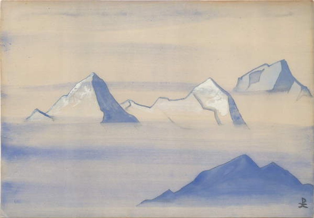 Detail of Himalayas, album leaf, 1934 by Nicholas Roerich