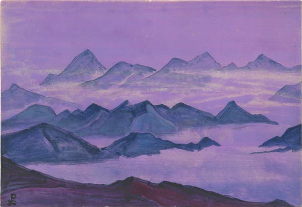 Detail of Himalayas, album leaf, 1934 by Nicholas Roerich