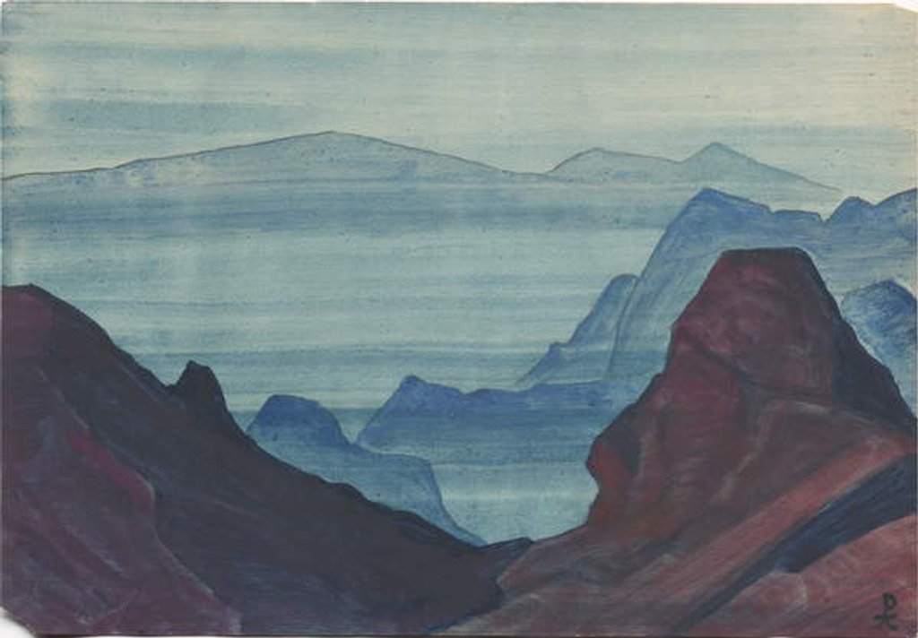 Detail of Himalayas, album leaf, 1934 by Nicholas Roerich