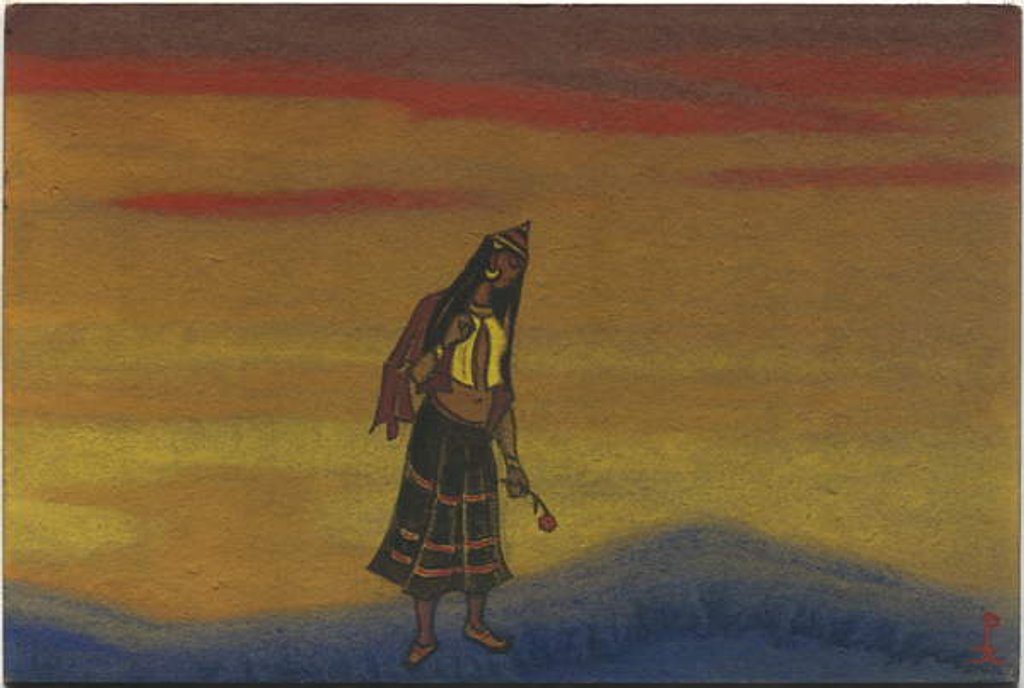 Detail of A Captive Girl with a Rose, costume design for 'Polovtsian Dances' from Borodin's opera 'Prince Igor', 1943 by Nicholas Roerich