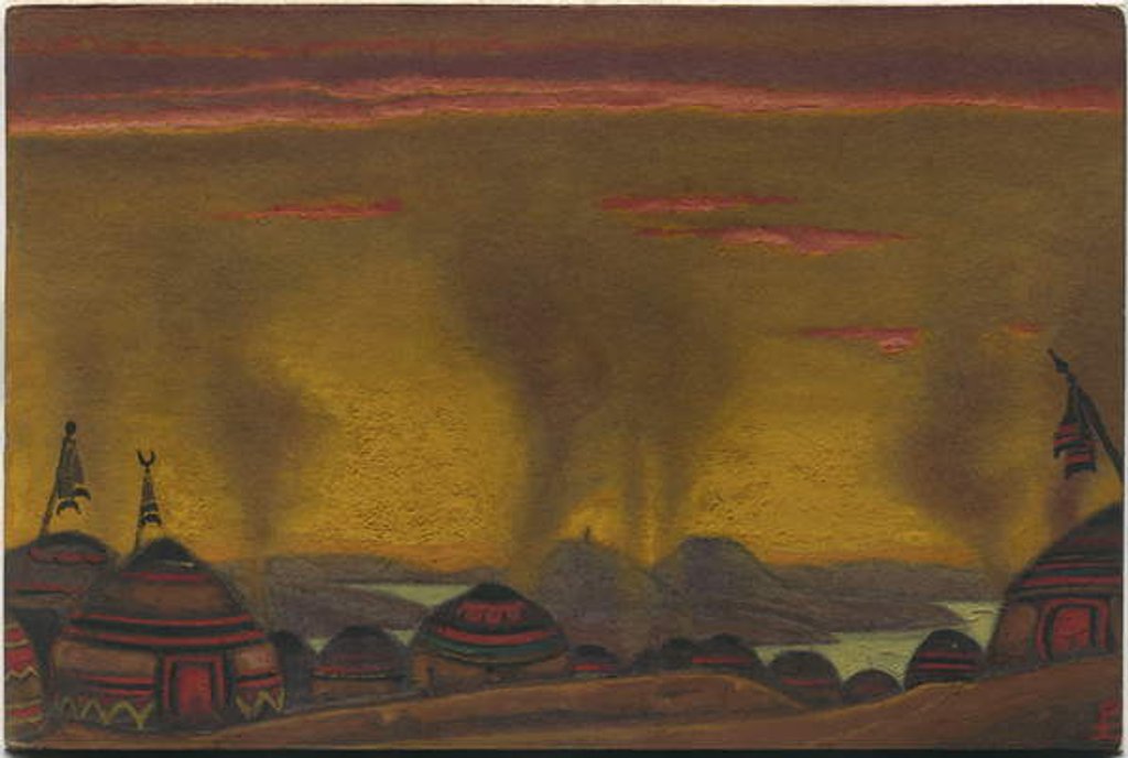 Detail of Polovtsian Camp, décor for 'Polovtsian Dances' from Borodin's opera 'Prince Igor', 1943 by Nicholas Roerich
