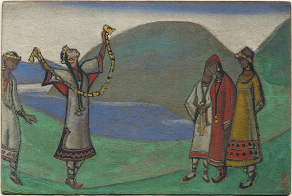 Detail of Maidens, décor and costume design for Stravinsky's ballet 'Le Sacre du Printemps', 1944 by Nicholas Roerich