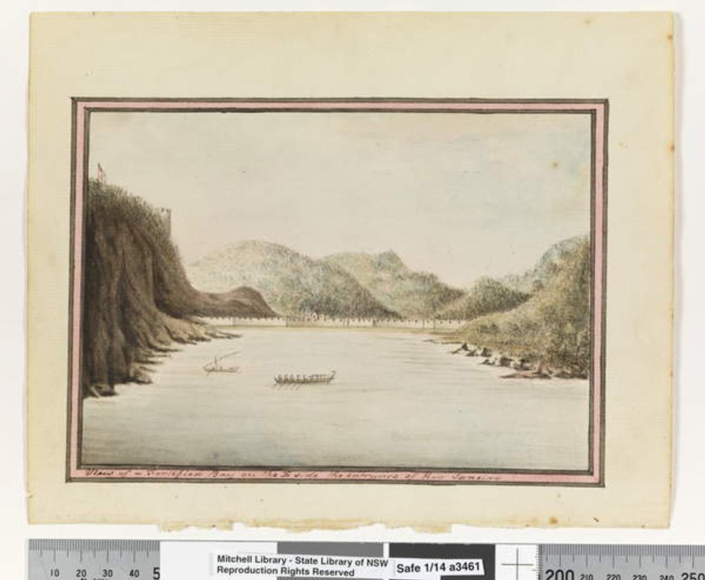 Detail of Opp. p. 39. `View of a Fortified Bay on the E side the entrance of Rio Janeiro', c.1802 by William Bradley