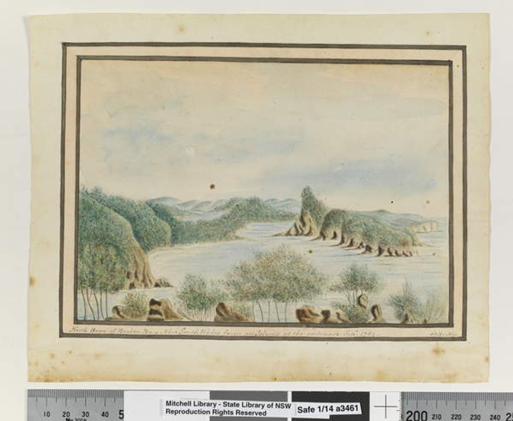 Detail of Opp. p. 92. North Arm of Broken Bay New South Wales from an Island at the entrance Sepr 1789, c.1802 by William Bradley