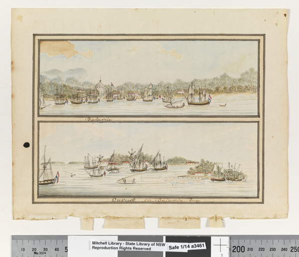 Detail of Opp. p. 292. `Batavia' and `Onrust in Batavia Bay', c.1802 by William Bradley