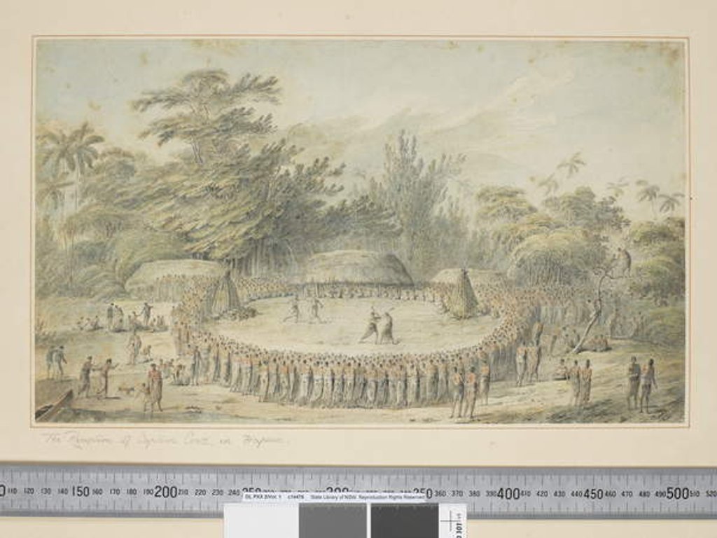 Detail of F.4 The Reception of Captain Cook in Hapaee, c.1773-84 by John Webber