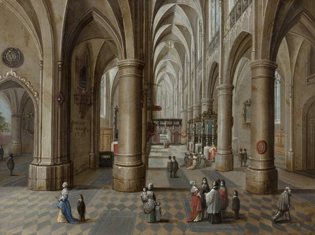 Detail of A cathedral interior, 1657 by Pieter the Elder Neeffs