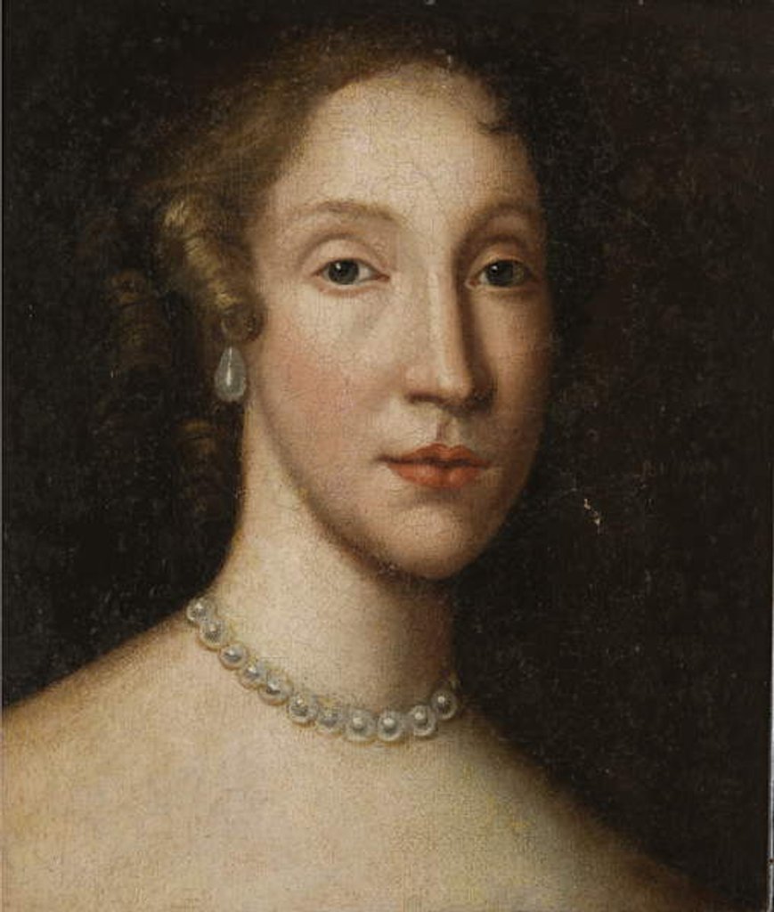 Detail of Head of a lady with a pearl necklace by School Scottish