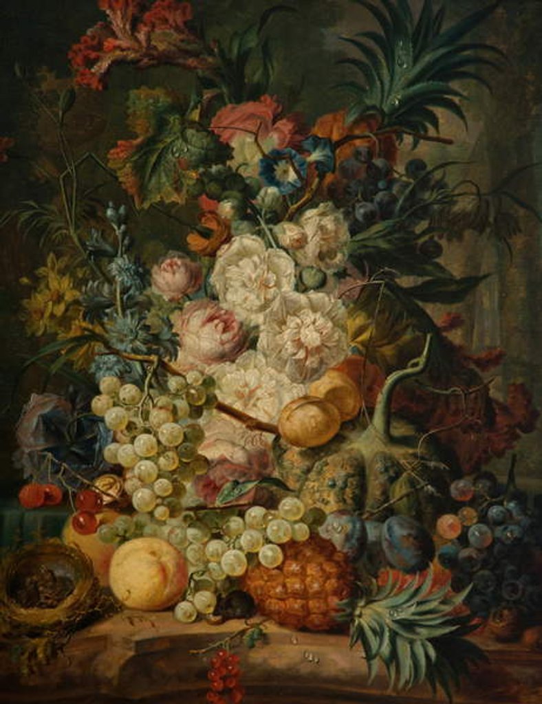 Detail of Still life with fruit and flowers by Jan van Os