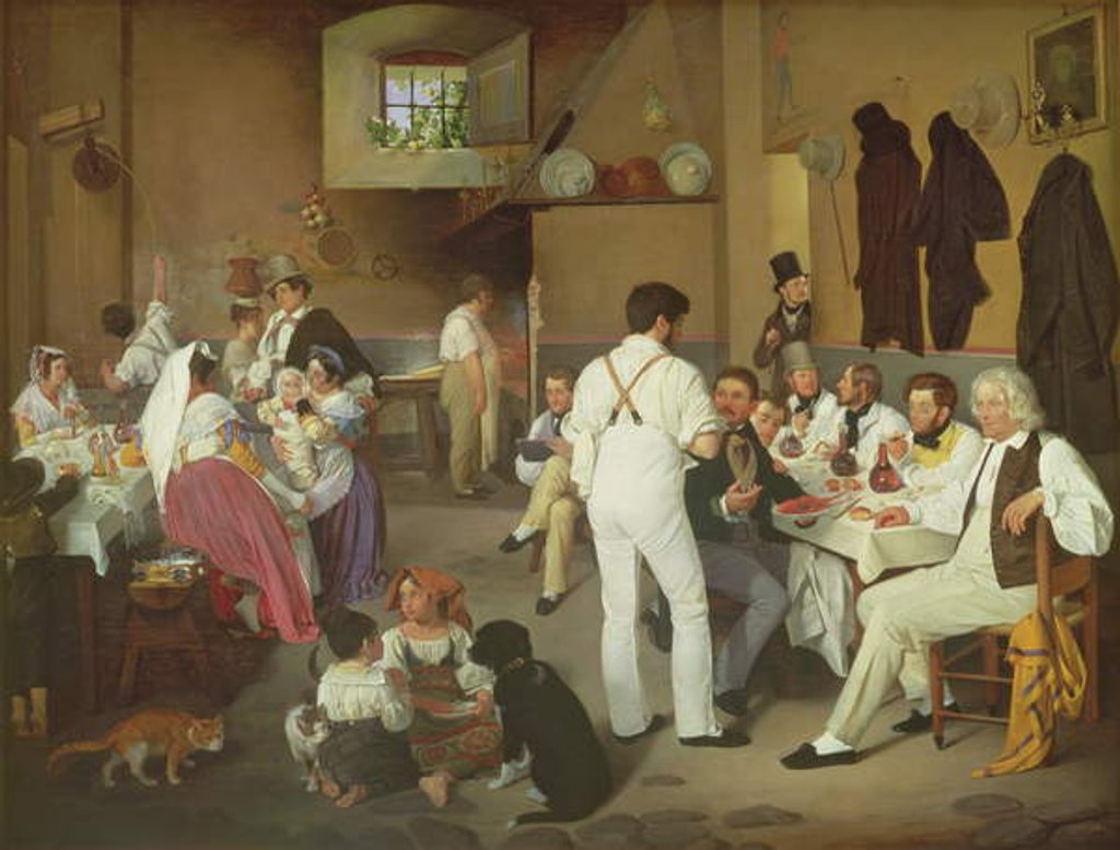 Detail of Danish artists at the Osteria la Gonsola, Rome, 1837 by Ditlev Conrad Blunck