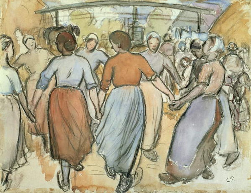 Detail of The Round, c.1884 by Camille Pissarro