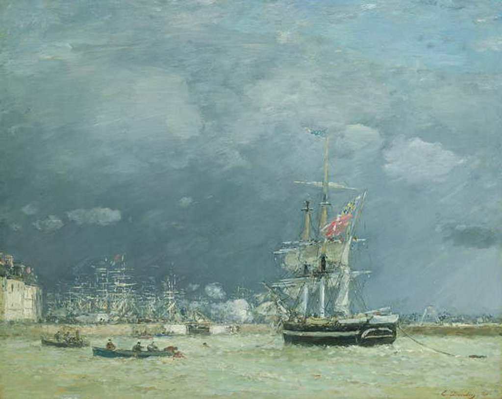Detail of Evening, Le Havre, 1866 by Eugene Louis Boudin