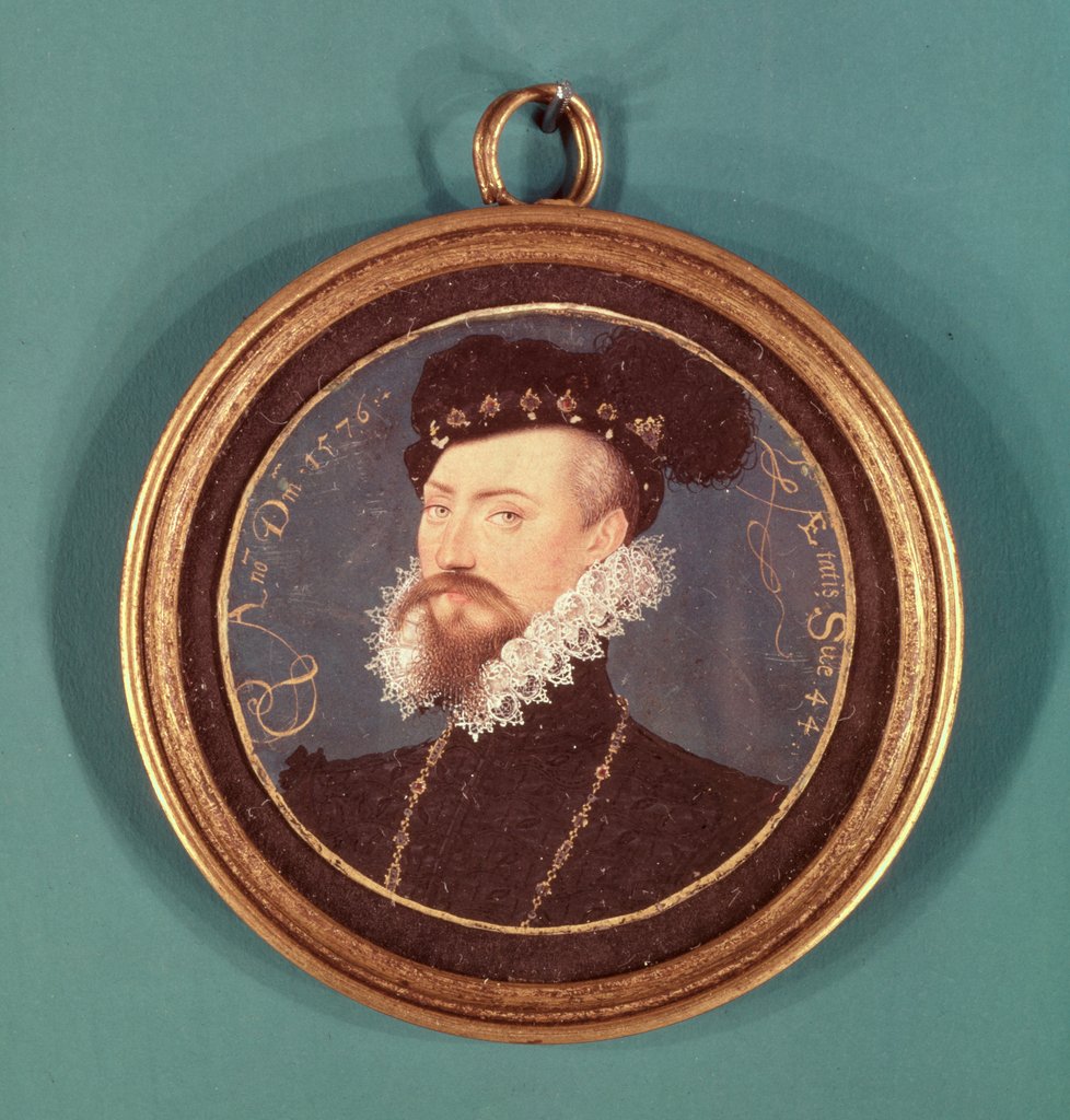 Detail of Robert Dudley, Earl of Leicester 1576 by Nicholas Hilliard
