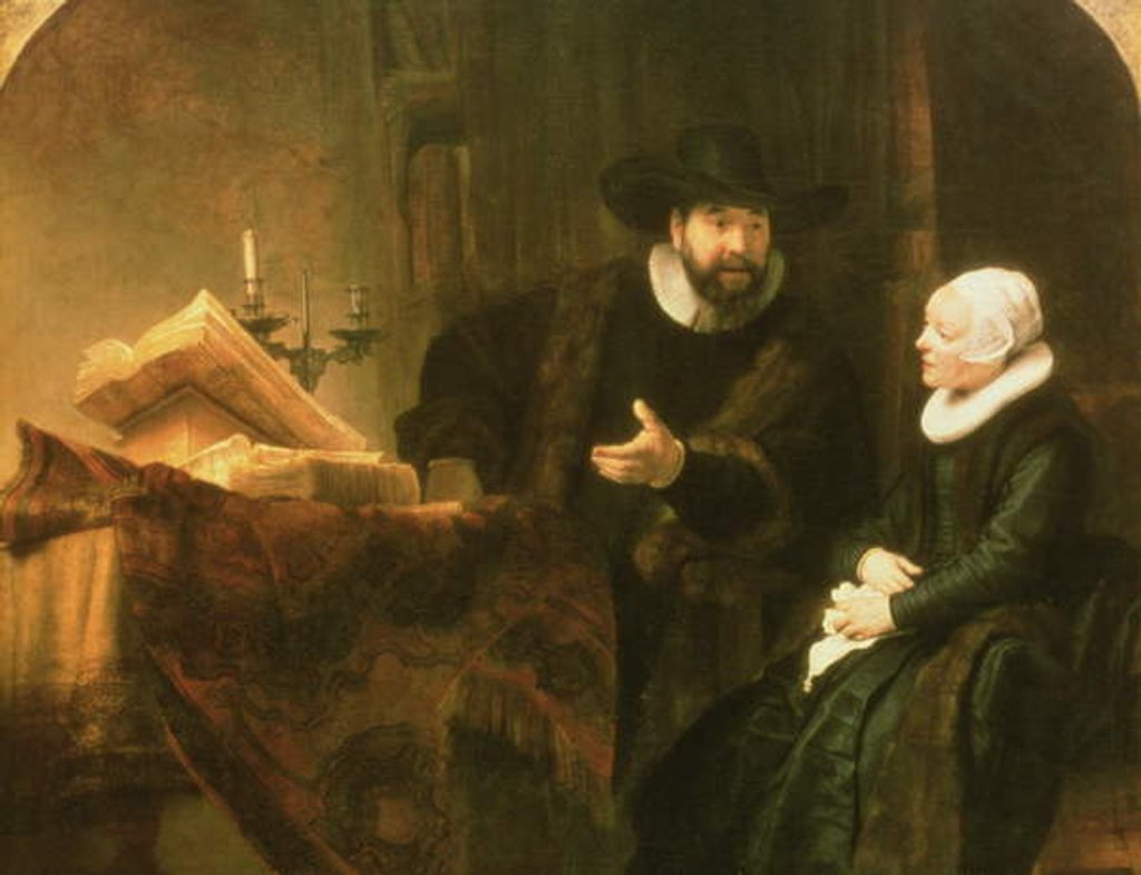 Detail of Portrait of Cornelius Anslo and his Wife, 1641 by Rembrandt Harmensz. van Rijn