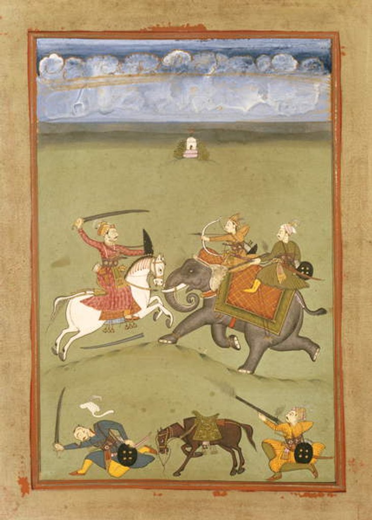 Detail of A Prince Fighting his Enemies on an Elephant, c.1710 by Indian School