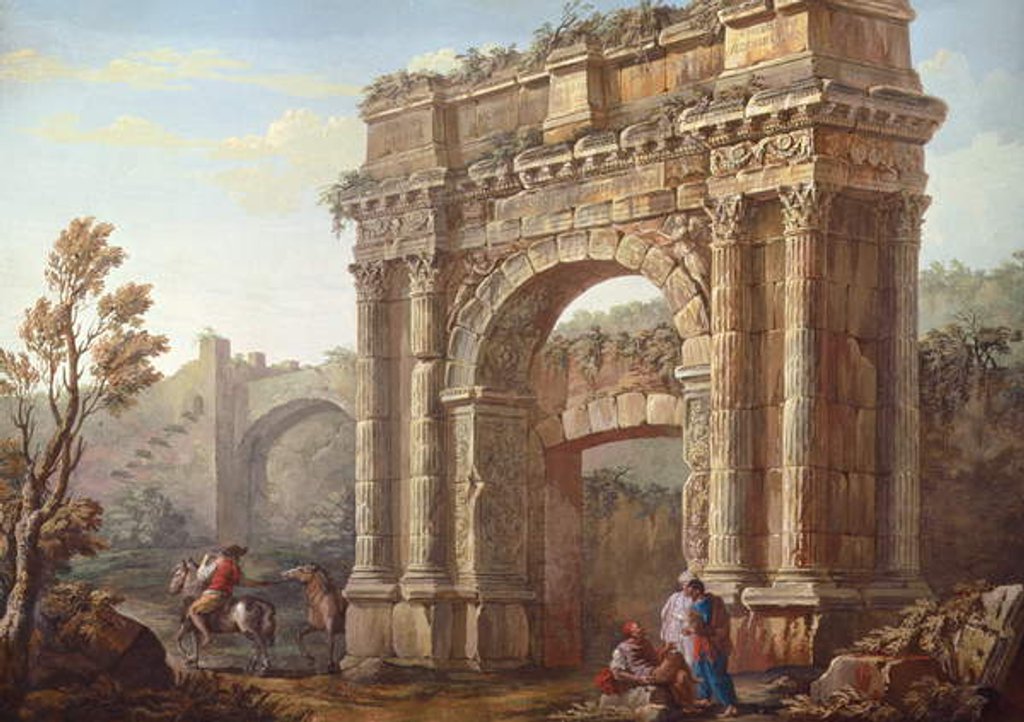Detail of Peasants Near the Arch of Sergius at Poia by Charles Louis Clerisseau