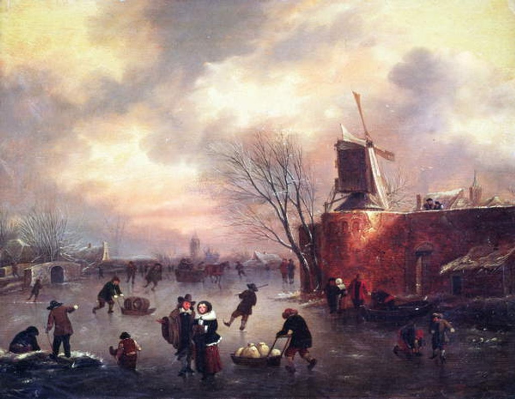 Detail of A Winter Skating Scene by Claes (1630-76) Molenaer