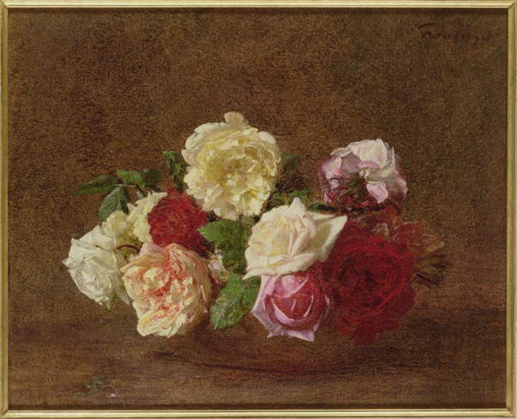 Detail of Roses in a bowl, 1884 by Ignace Henri Jean Fantin-Latour