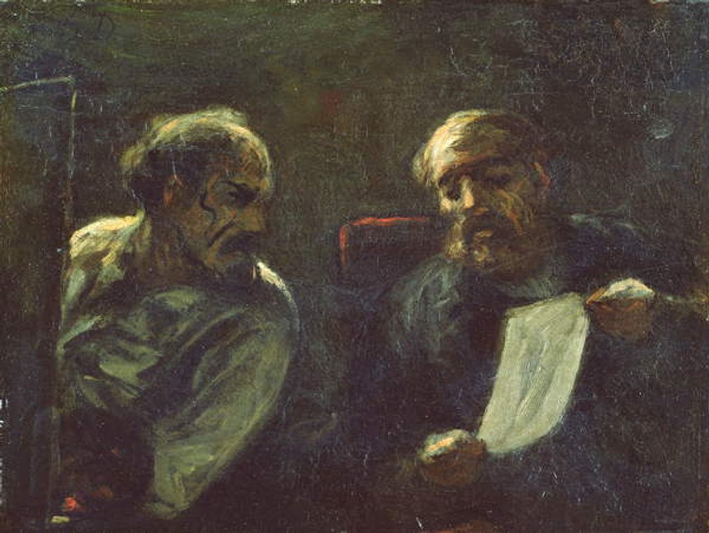 Detail of A Discussion in the Studio, 1852-55 by Honore Daumier