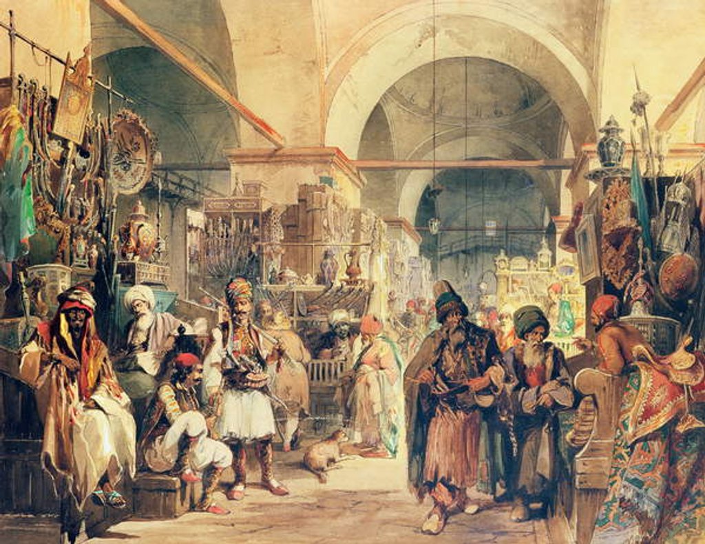 Detail of A Turkish Bazaar, 1854 by Amadeo Preziosi