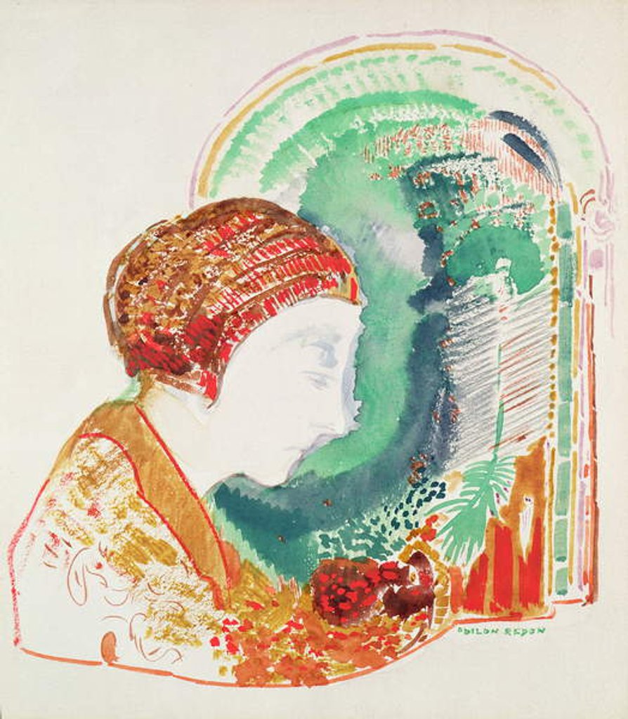 Detail of Profile of a Young Girl by Odilon Redon