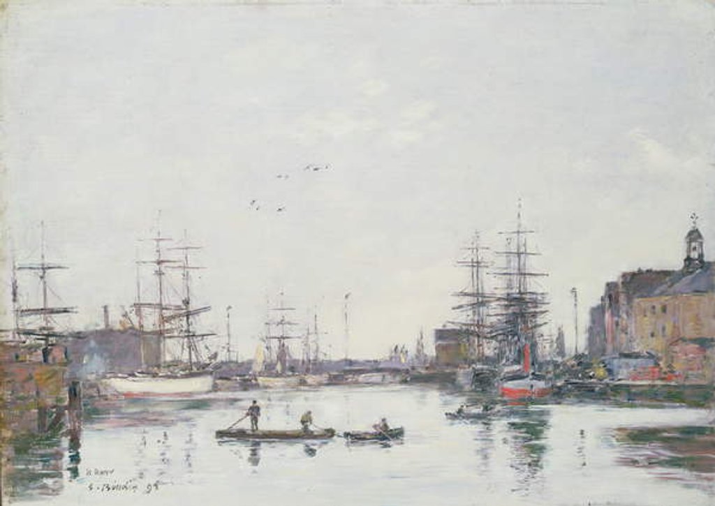 Detail of The Basin of the Barre, Le Havre, 1895 by Eugene Louis Boudin