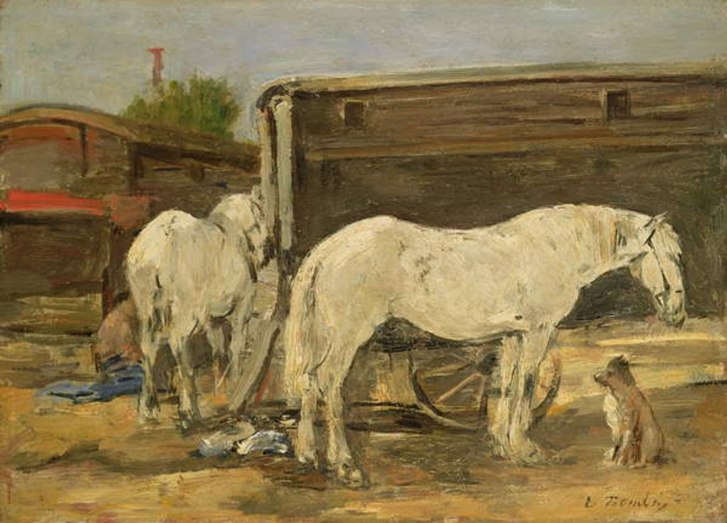 Detail of Gypsy Horses, c.1885-90 by Eugene Louis Boudin