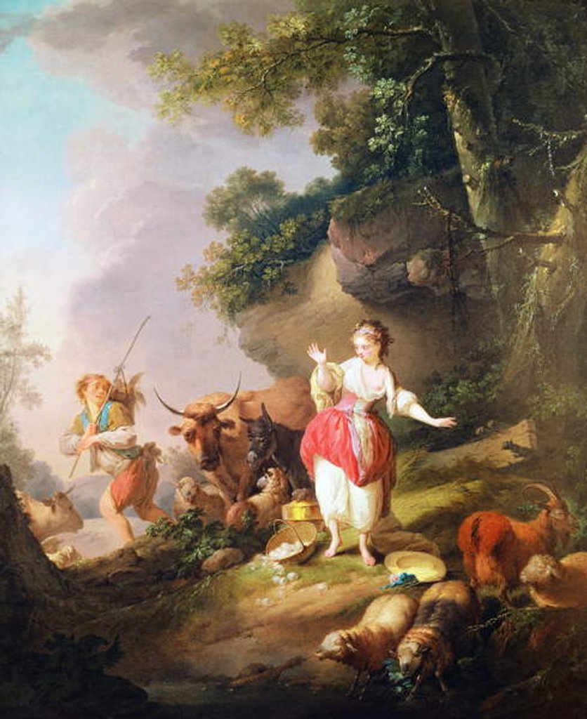 Detail of The Broken Eggs by Jean-Baptiste Huet