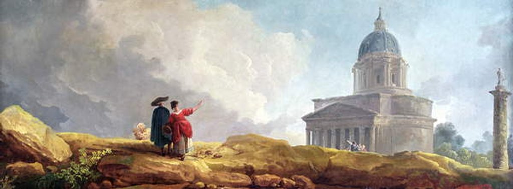 Detail of A Church Displayed to a Traveller in an Extensive Landscape by Hubert Robert