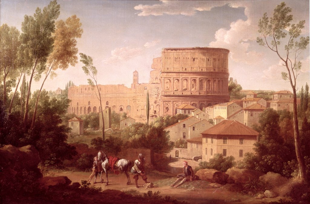 Detail of A View of the Colosseum with a Traveller, 1731 by Hendrik van Lint