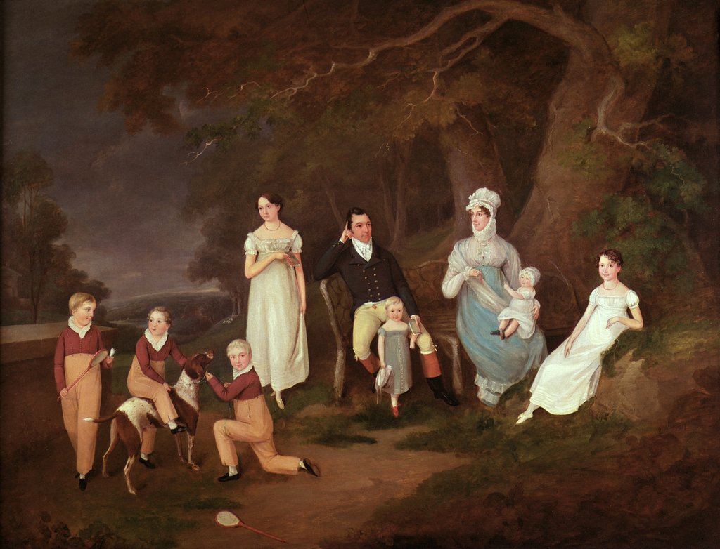 Detail of Group portrait of a Squire, his Wife and Children on the Edge of the New Forest, 1817 by W. Allison