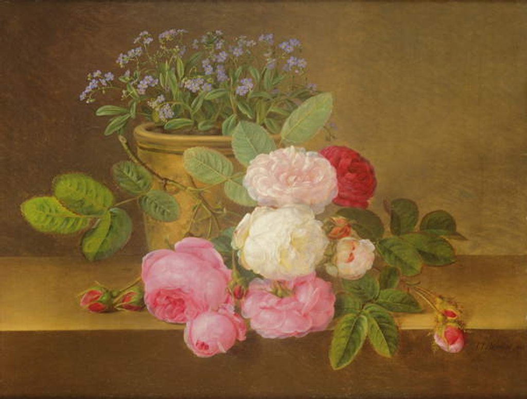 Detail of Still Life of Flowers by Johan Laurents Jensen