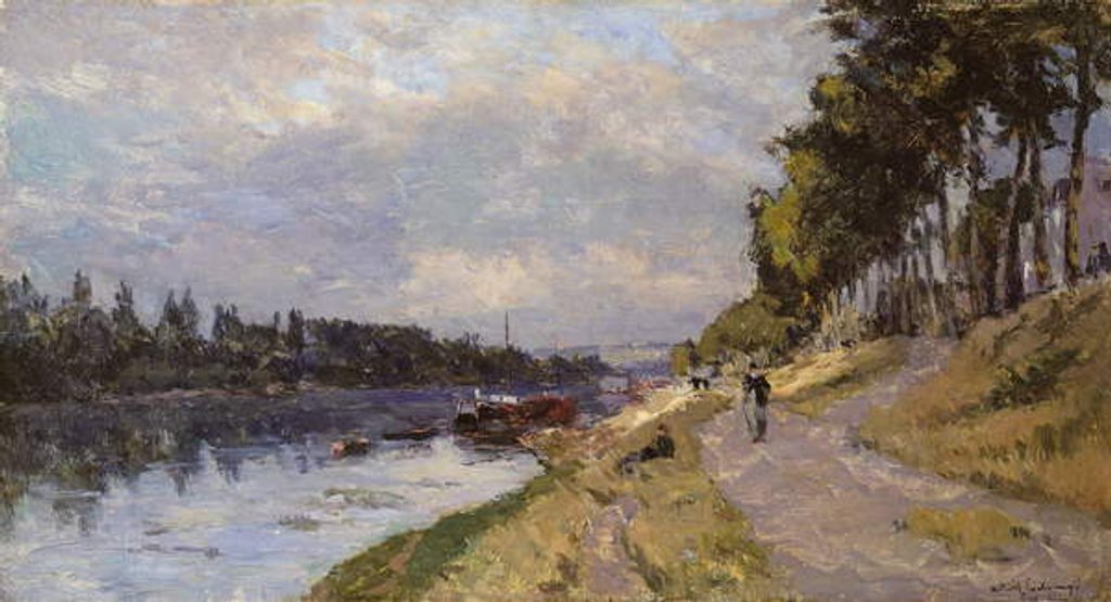 Detail of The Seine at Puteaux by Albert-Charles Lebourg