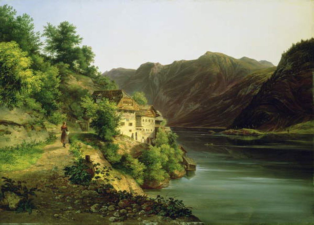 Detail of The Hallstatter Lake, 1824 by Franz II Steinfeld