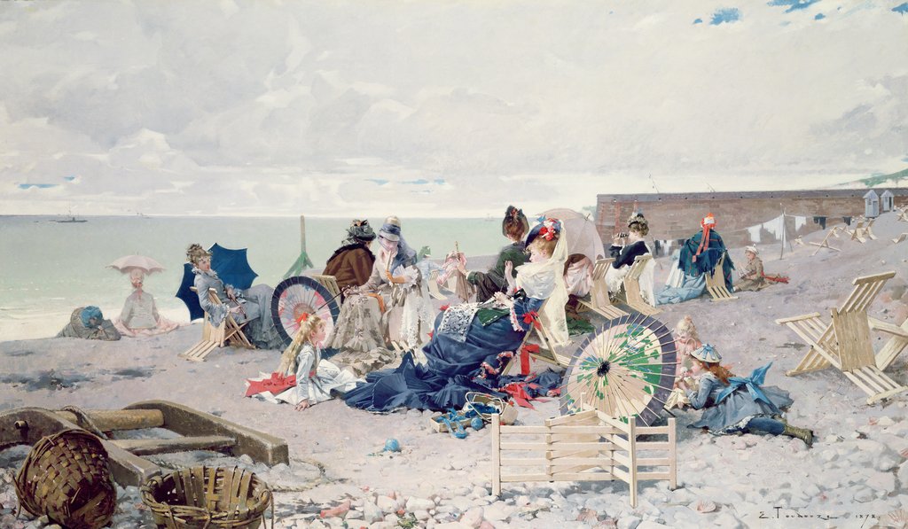 Detail of Beach at Yport, 1878 by Edouard Toudouze
