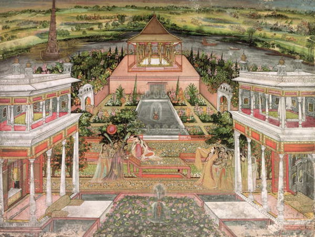 Detail of A Mughal Princess in her Garden by Indian School
