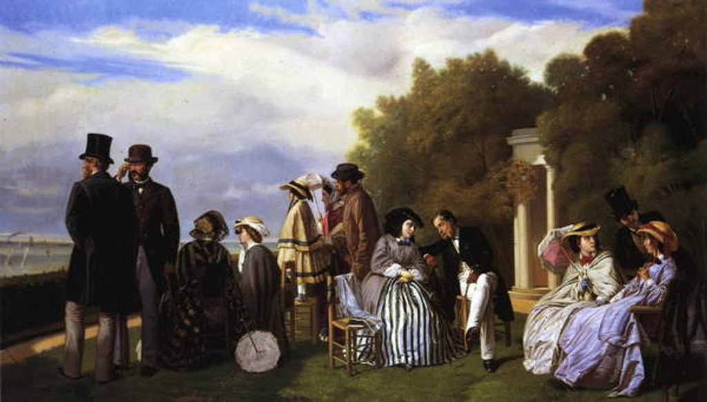 Detail of Empress Eugenie and her Court at Biarritz, 1861 by Abel de Pujol