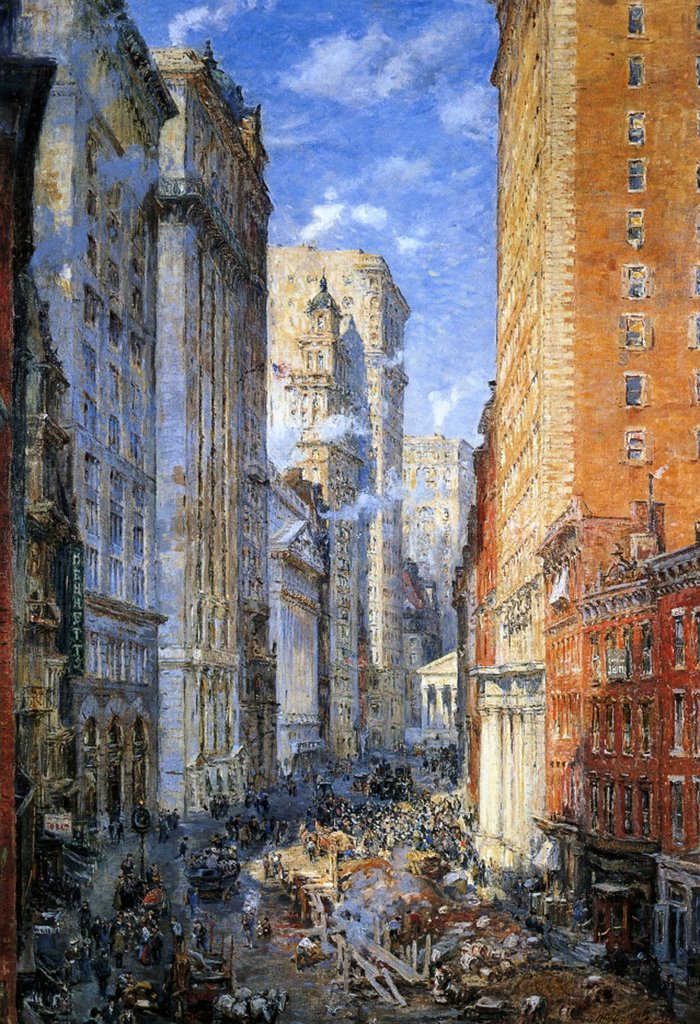 Detail of Broad Street, New York, c.1904 by Colin Campbell Cooper