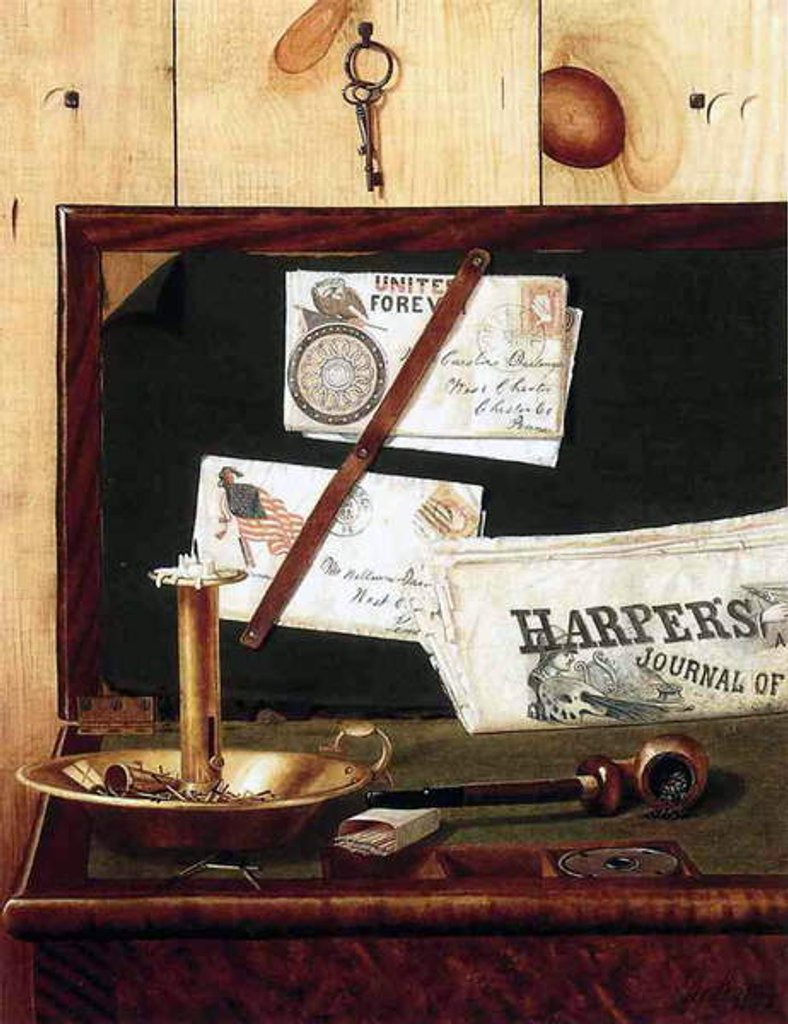 Detail of Still life trompe l'oeil, 1892 by George Cope