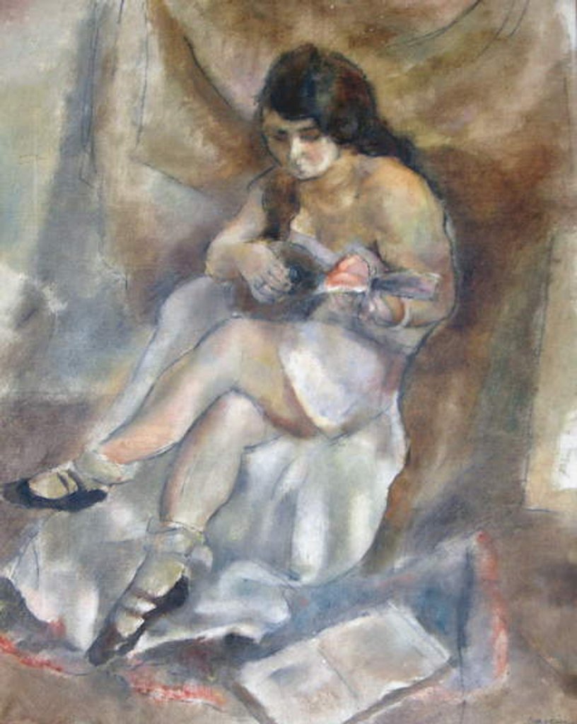 Detail of Woman with a mandolin by Jules Pascin