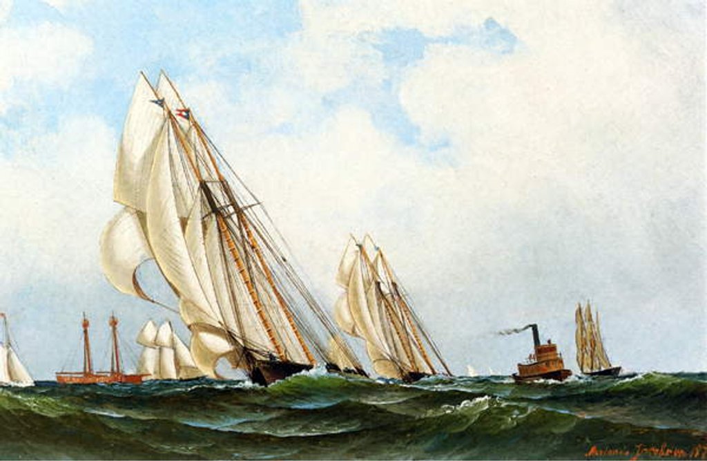 Detail of The 'Sappho' off Sandy Hook Lightship, 1870 by Antonio Jacobsen