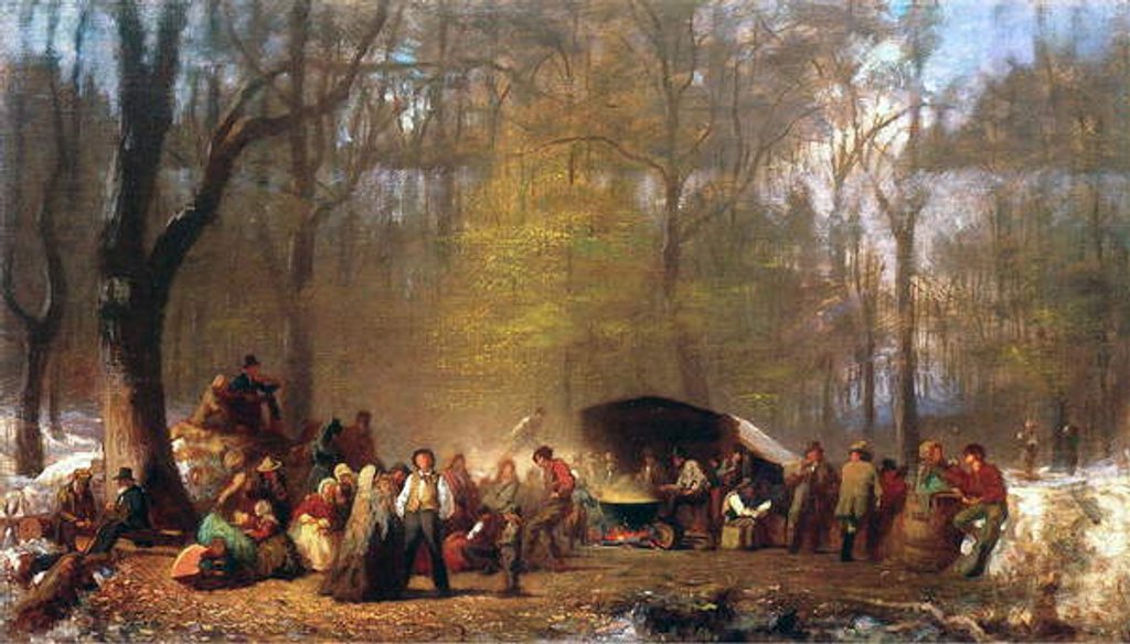 Detail of Sugaring Off at the Camp, 1864-66 by Eastman Johnson