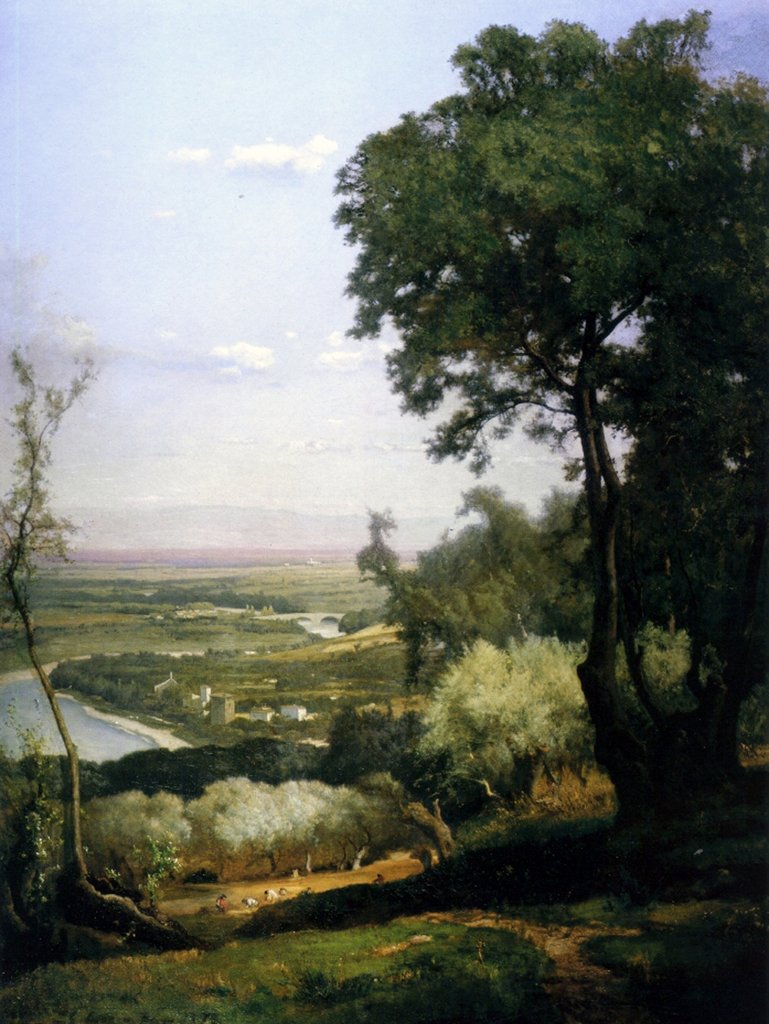 Detail of View of Perugia, Italy, 1872 by George Snr. Inness