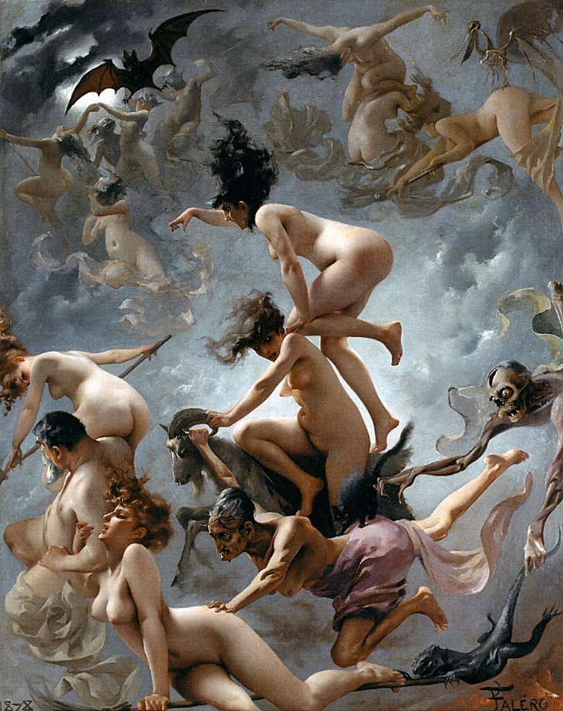 Detail of Witches going to their Sabbath, 1878 by Luis Riccardo Falero