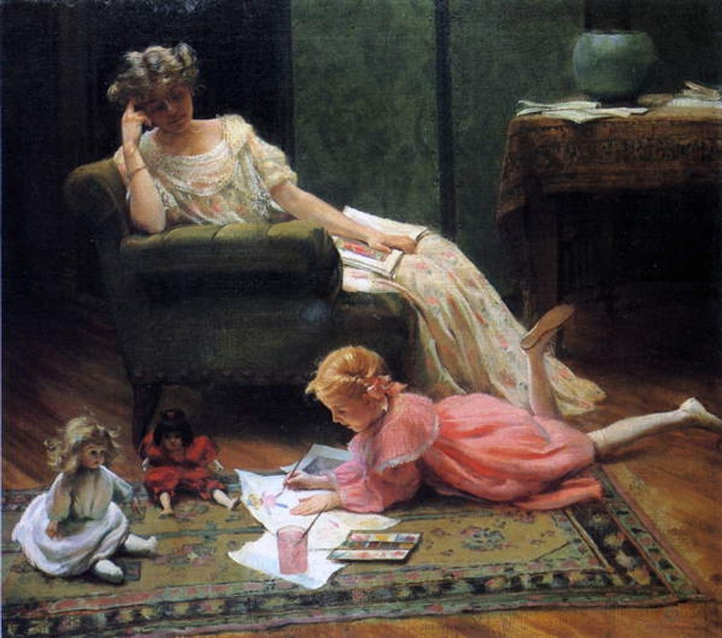 Detail of Watching the Child Play, 1909 by Charles Courtney Curran