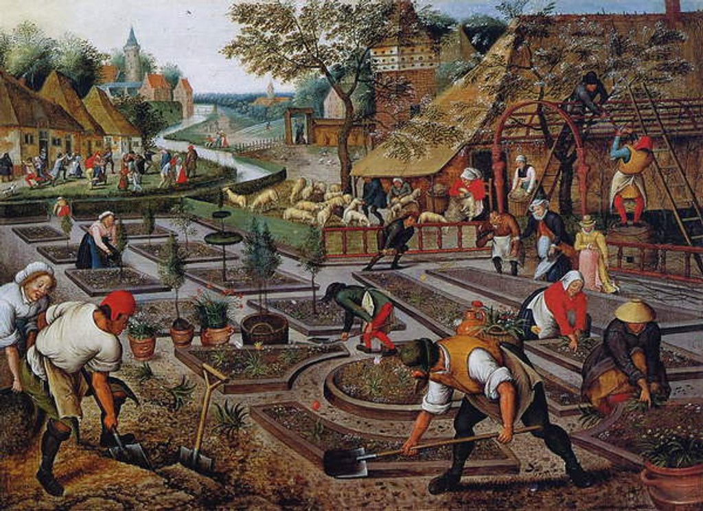 Detail of Gardening, c.1637-38 by Pieter the Younger Brueghel