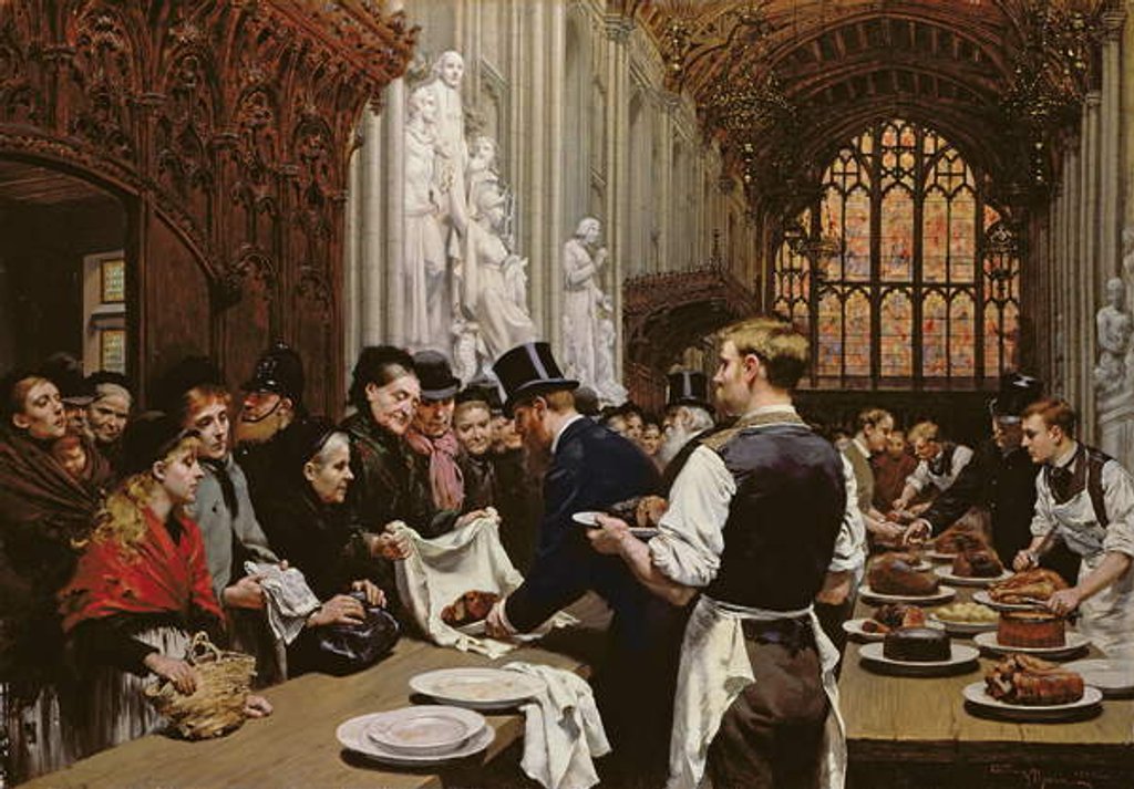 Detail of Distributing Left-overs to the Poor after the Lord Mayor's Banquet at the Guildhall, 1882 by Adrien Emmanuel Marie