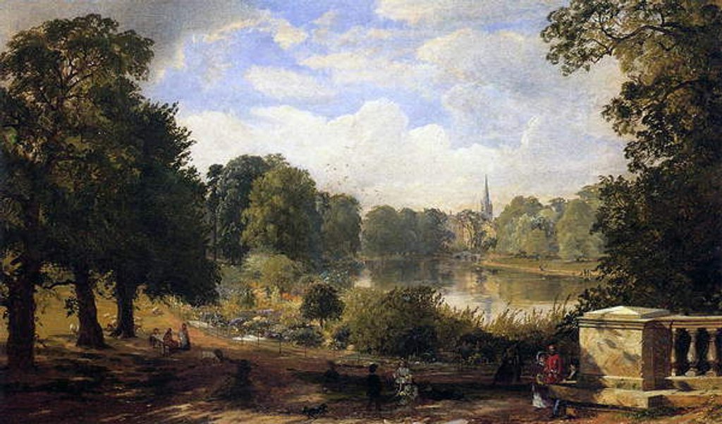 Detail of The Serpentine, Hyde Park, London, 1858 by Jasper Francis Cropsey