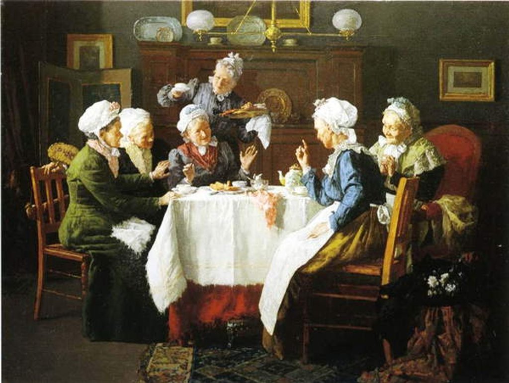 Detail of A Grandmother's Tea Party, 1915 by Louis Charles Moeller